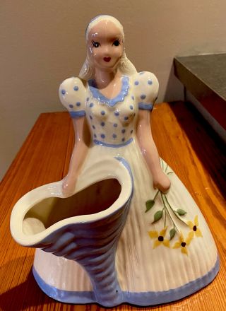 10/22 1941 Hedi Schoop Hollywood Calif.  Ceramic 9 " Girl Figurine Vase Signed