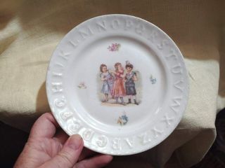 Vtg Early 1900s Porcelain Plate Abcs Alphabet Child 