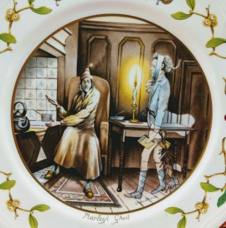 Aynsley 1980 Christmas Plate Marley ' s Ghost with Seller Sticker 2