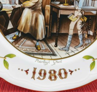 Aynsley 1980 Christmas Plate Marley ' s Ghost with Seller Sticker 3