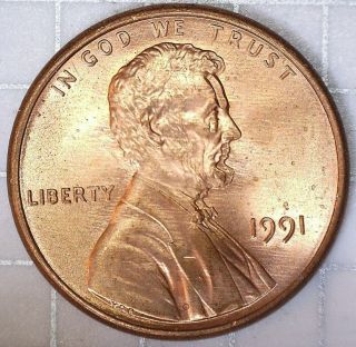 1991 - P 1c Lincoln Double Face Error Unique Coin Rev Struck Thru Too