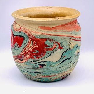 Vtg Southwestern Pottery Nemadji Indian River U S A 4” Vase Multicolored Swirl