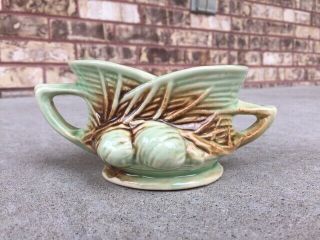 Vintage Mccoy Pottery Green And Brown Pine Cone Pattern Bowl Very