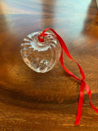 Steuben Apple Crystal Glass Christmas Ornament With Bag and Box 3