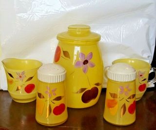 Bartlett Collins Grease Jar - Salt - Pepper Shaker - Creamer /sugar Yellow Orchard