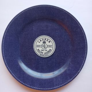 One Ralph Lauren Bartlett Blue Denim Logo 9 " Porcelain Salad Luncheon Plate