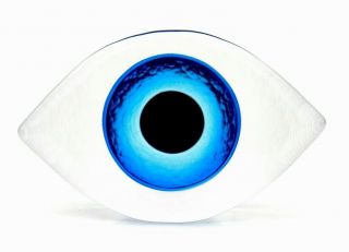 Very Unusual Italian Art Glass Textured Abstract Eye Sculpture Striking Piece