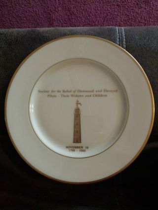 Lenox Made In Usa Mansfield Plate Relief Of Distressed & Decayed Pilots Memorial
