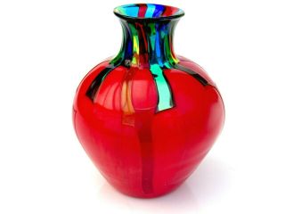SIGNED World Class Murano Ballarin Art Glass Freeform Bulbous Pezzato Vase 2