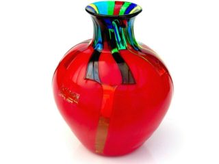 SIGNED World Class Murano Ballarin Art Glass Freeform Bulbous Pezzato Vase 3