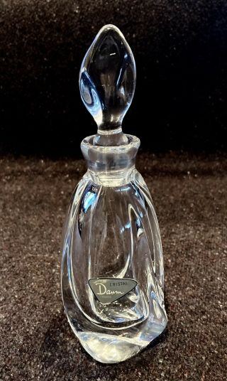 Daum Crystal Perfume Bottle France With Label & Signed