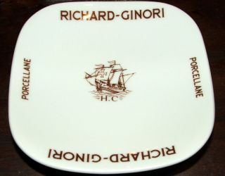 Vintage Richard Ginori Italy H.  C.  Ship Porcilan C5 Plate Saucer 4 1/8 " Wide