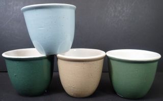 Set Of (4) Vintage Handmade Stoneware Pottery Ramekins Or Custard Bowls