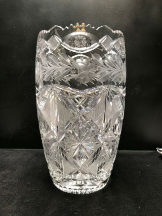 American Brilliant Cut Glass Vase - Large - 12 " Tall -