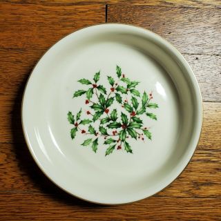 Lenox Special Holiday Holly Berries And Leaves Gold Trim 7 1/2 " Bone China Bowl