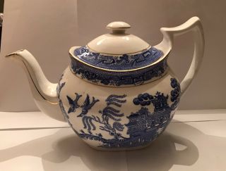 Vintage Royal Grafton Blue Willow Tea Pot With Lid Made In England