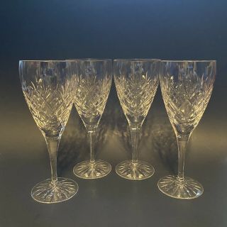 4 Vtg Royal Doulton Crystal Elizabeth Water Goblets 7 - 7/8” Wine Glasses