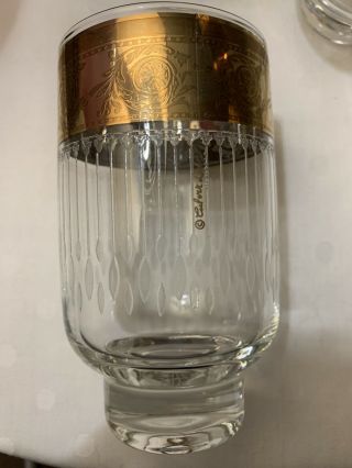 Vintage 7 Culver Tyrol 22k Gold Encrusted Tumbler Rocks Cocktail Glasses 12 Oz.