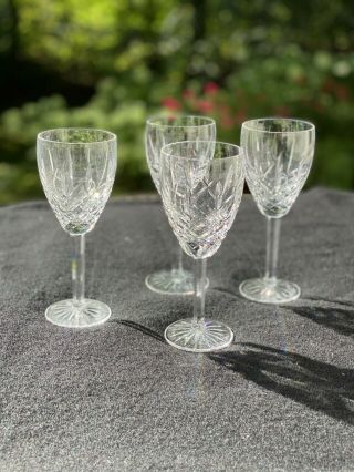 Set Of 4 Waterford Araglin Cut Crystal Wine Goblets 7 "