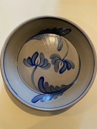 Vtg Beaumont Brothers Pottery Pie Plate Blue Salt Glaze Bbp Floral Pattern