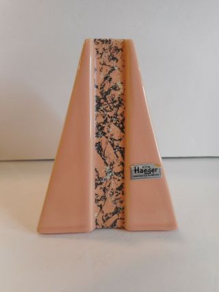 Vintage Royal Haeger Pink Vase - Art Deco Style / Pyramid Shape Sticker