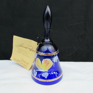 Fenton Cobalt Blue Louise Piper Butterfly Hand Painted Bell W46 1983