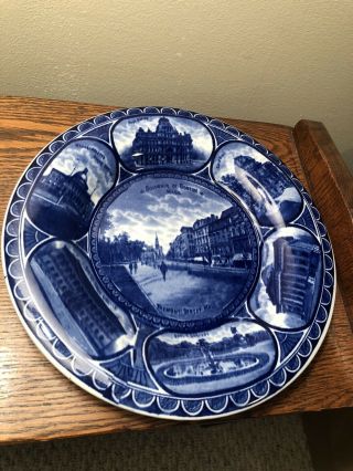 R&m Rowland Marsellus Blue Transferware Plate Souvenir Of Boston Mass
