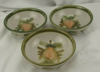 Louisville Stoneware Pottery Pear Set 3 Coupe Soup Cereal Bowls 6 1/4 "
