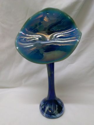 Signed Jack In The Pulpit Hand Blown Art Glass Vase