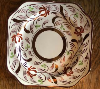 Copper Lustre Plate Hand - Painted Floral Gray 
