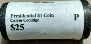 2014 - P President Calvin Coolidge Dollars U.  S.  25 Coin Roll