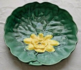 Vintage Zell Majolica Plate 7 1/2 In Water Lily Pad Design
