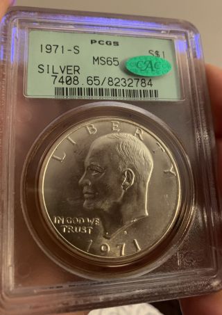 1971 - S Silver Eisenhower Dollar (ms65) Pcgs Cac