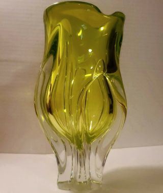 Vintage Hand Blown Murano Sommerso Hand Blown Art Glass Vase,  Mid Century Modern