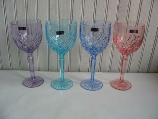 Nwt S/4 Multi Color Waterford Crystal Marquis 8 1/2 " Goblet Water Wine 12 Oz