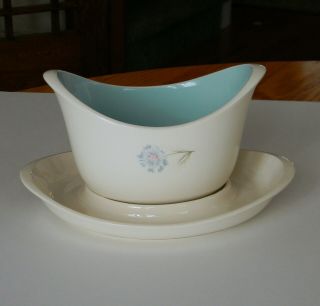 Taylor Smith Taylor Blue Flower Ever Yours Boutonniere Gravy Sauce Boat Plate