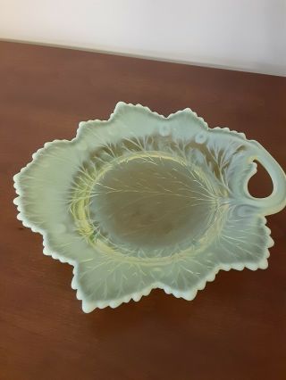 Opalescence Plate Maple Leaf Design Pattern.  Depression Era Glassware