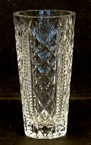Signed Waterford Giftware Lead Crystal Cut Glass 8 " Flower Vase / Signed