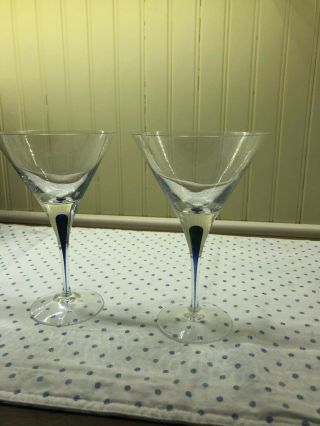 Orrefors Intermezzo Blue Martini Glass Set Of Two -
