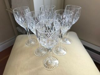 Set Of 6 Stuart Shaftesbury Claret Crystal 7 5/8 " Wine Glasses