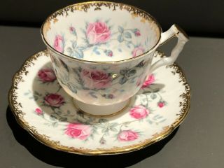 Vintage Aynsley Pink Roses Gilt Bone China Tea Cup And Saucer England