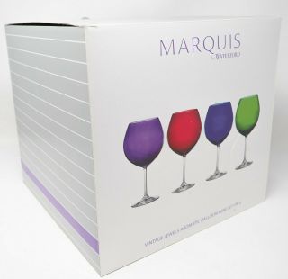 Marquis By Waterford Vintage Jewels Colors Balloon Wine Glasses - Set Of 4 Nib