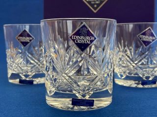 Four Edinburgh Crystal Glasses Boxed - Ness - Cut Crystal