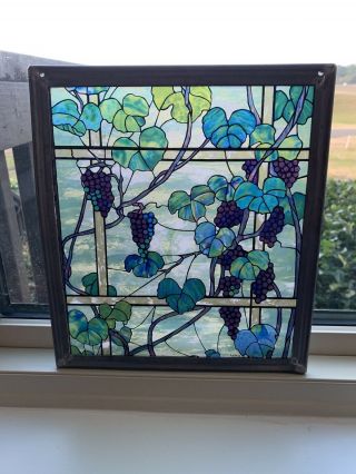Mma Louis Comfort Tiffany Grape Vine Window Stained Glass Art Panel Decor