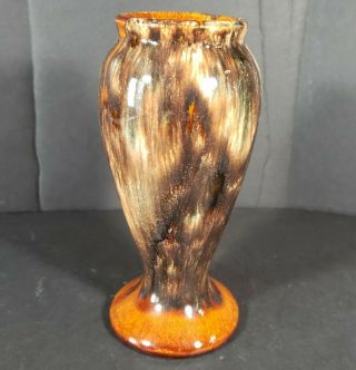 Vintage 1920s Brush Mccoy Pottery Vase 745 Multi - Colored Glaze 6.  25 "