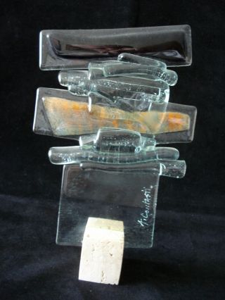 Contemporary Abstract Art Glass Handcrafted Sculpture Signed By Artist Contasti