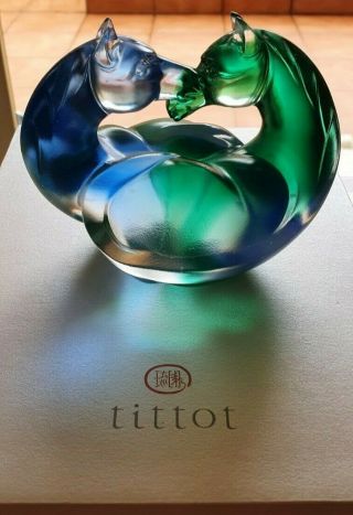 Tittot Fine Crystal Paperweight,  " Of Soul And Heart ",  Taiwan Art