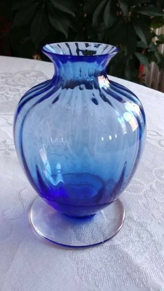 Baccarat France Cobalt Blue Aquarelle Crystal Bud Flower Vase