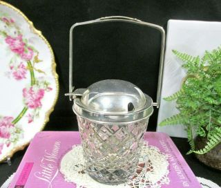 American Brilliant Cut Glass Jam Jar Sterling Silver Lid Jam Pot Glass