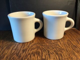 2 Vtg Homer Laughlin White Coffee Mugs Cups Restaurant Diner Ware Heavy